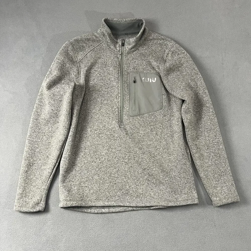 KUIU Sweater Mens XL Gray Base Camp High Loft Sweater Fleece 1/4 Zip Hunting